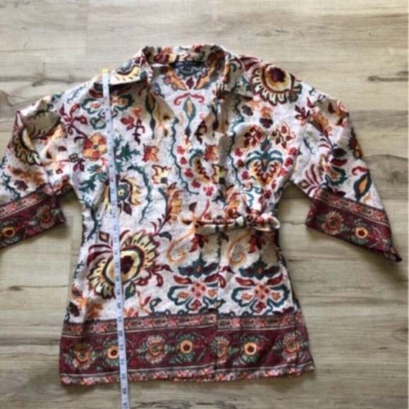 Zara Multicolor Bohemian Wrap Blouse - Picture 8 of 12